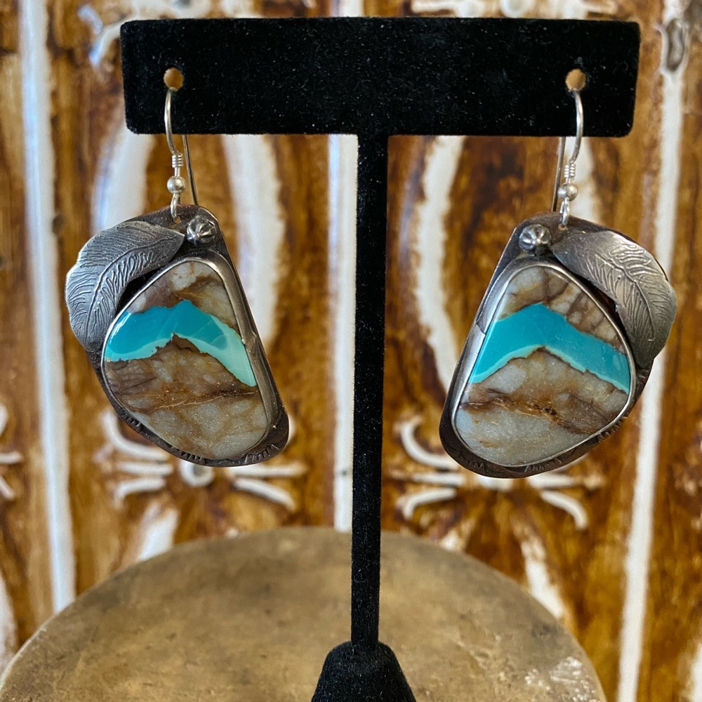 Mixed Media Royston Ribbon Feathered Earrings